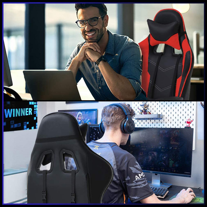 Fauteuil de jeu ergonomique PC, Rouge