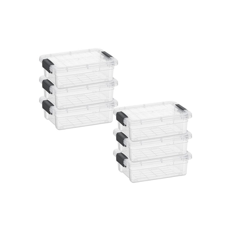  X Mini Storage Container Plastic Crayon Box Stackable Clear Arts and Sewing Organizer, 0.7 Quart, 6 Pack, 0.7 Qt.