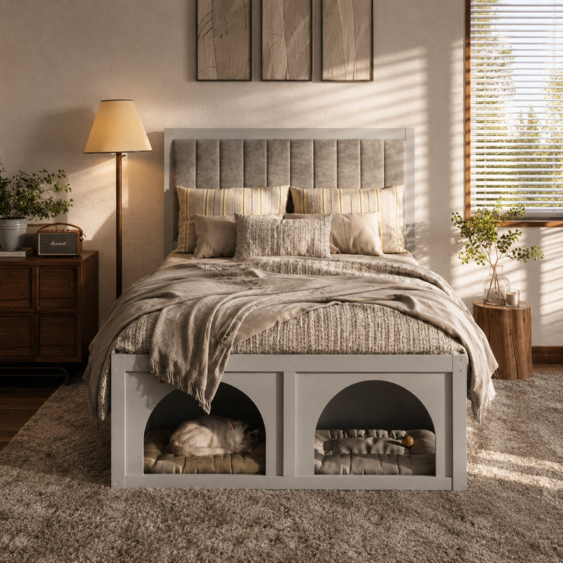 Structure de lit robuste Endicott, Gray, Double