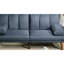 Polyfibre bleu marine dans le salon: pieds en bois massif, contreplaqué, dossier rembourré Mobilier pour la maison: coussin, confortable-554896587