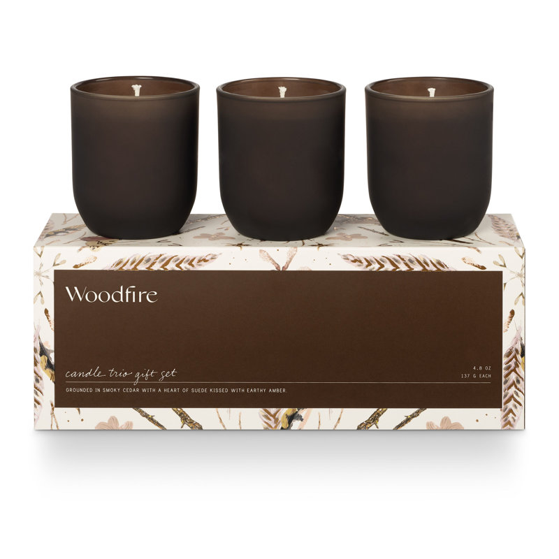 Gold Frosted Glass Fall Scented Votive Candle Trio