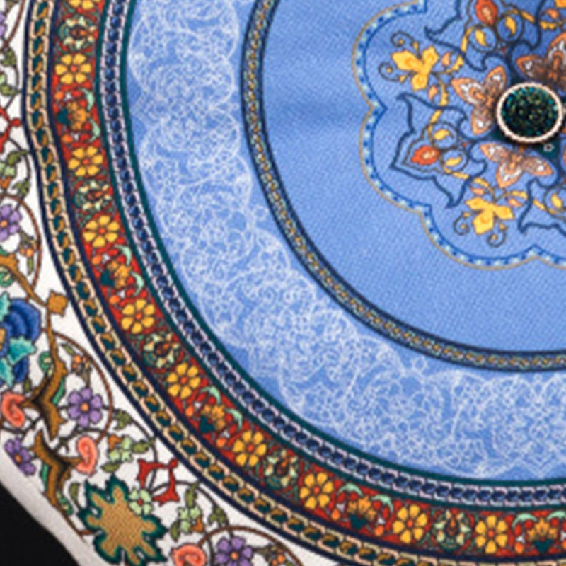Coussin décoratif bohème rond de 16 pouces avec motif mandala LINGLE - Boho Chic Home Decor