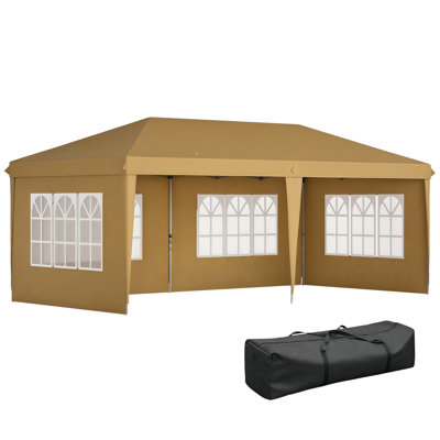 3x6m Pop-Up Gazebo, Garden Gazebo with Removable Walls Grey