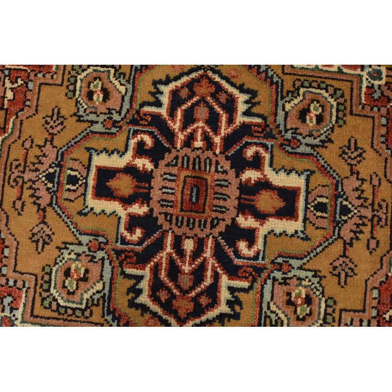 Tapis oriental en laine rouge tribal noué à la main 3 pi 11 po x 5 pi Heriz Heriz