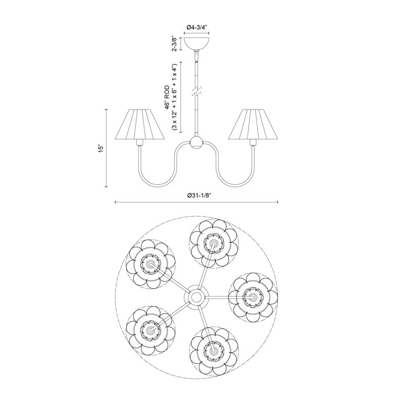 Serafina 31-In Chandelier, Black