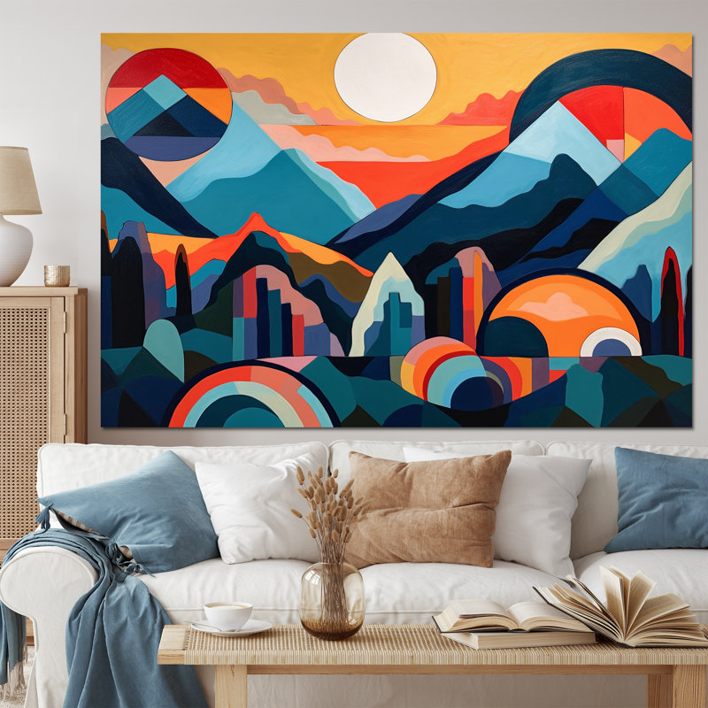 «Mid Century Perspectives I», art mural abstrait Mid-Century