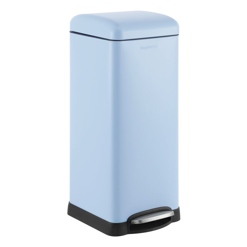 Poubelle à pédale Betty Retro Steel, Marée, bleu piscine, 8 gallons