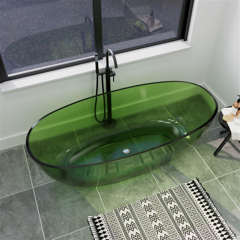 65" x 30" Freestanding Solid Surface Soaking Bathtub with Pop-Up Drain & Overflow, CUPC Certified, Elegant Design for Modern Bathrooms