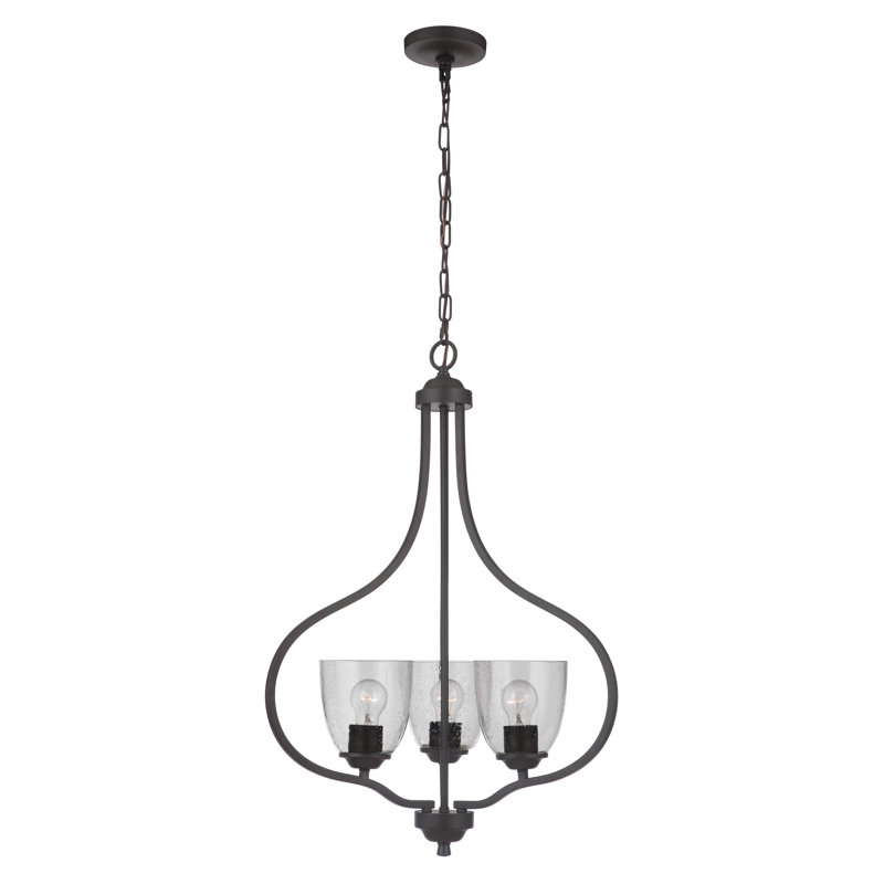 Lustre géométrique 3 lumières ombrées Yazzie, Martelée transparente, Espresso