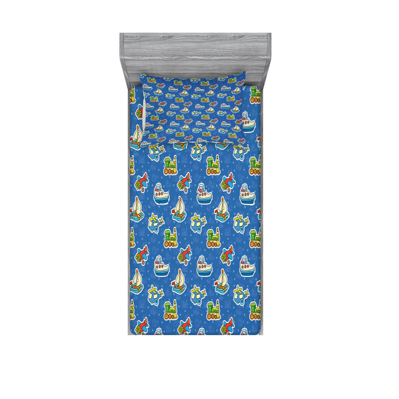 Microfiber Abstract Sheet Set, Twin XL Sheet Set with Fitted Sheet