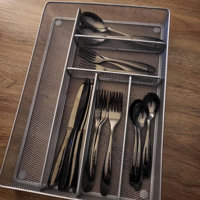 Prep & Savour Brixlee Matte Black Stainless Steel Tableware Set 24