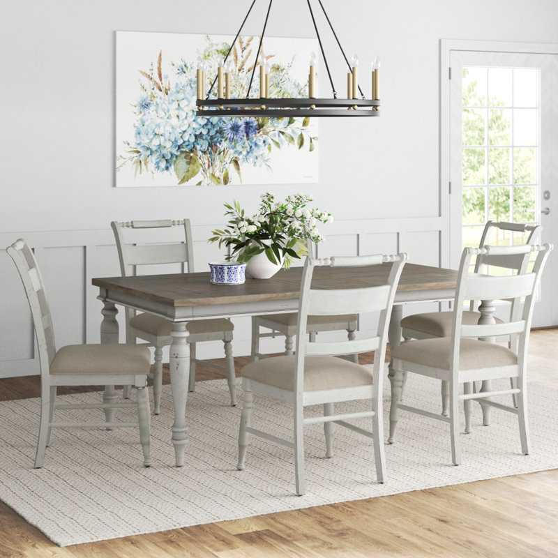 Bale Extendable Four Leg Dining Set, 7 Pieces: Table, 6 Chairs