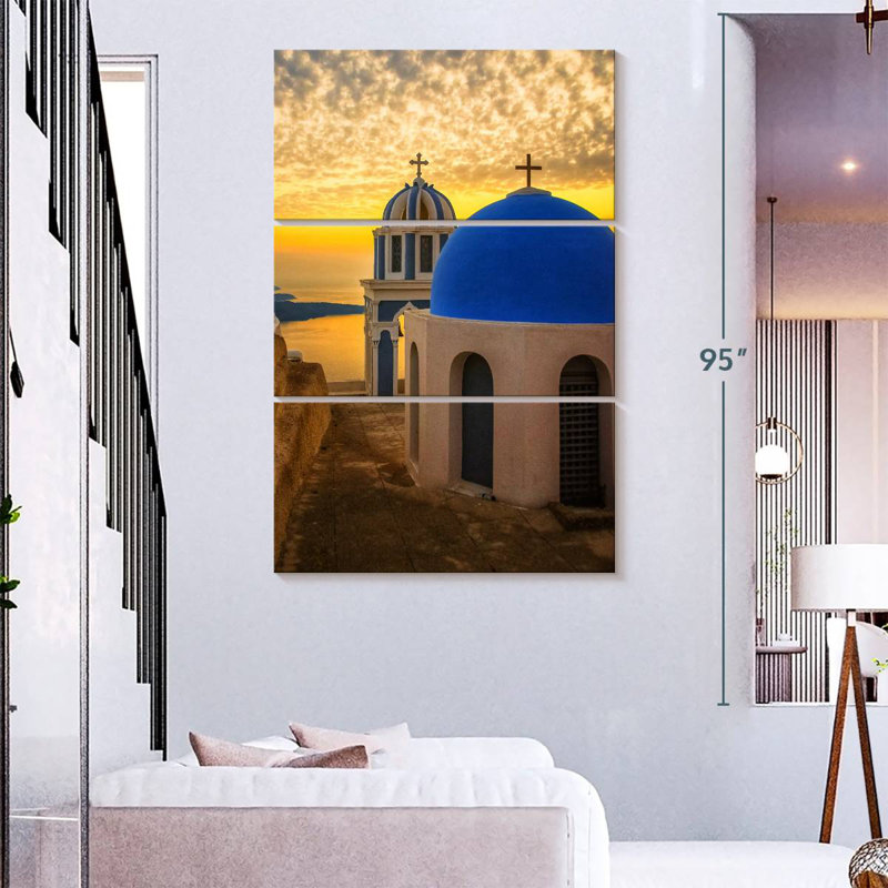Adella Santorini Churches At Dusk