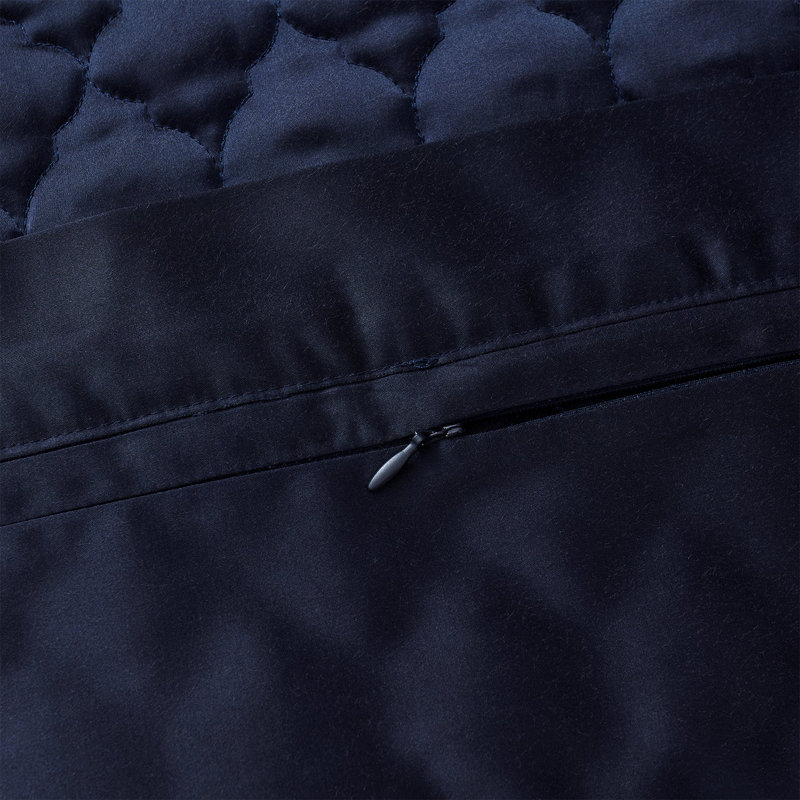 Ensemble de taies décoratives modernes à motif quadrilobe en satin à haute brillance, Très grand, Marine