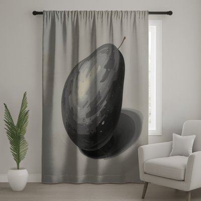 Rideaux de fenêtre à motif de poire monochrome, voilages et voilages opaques - 1 panneau