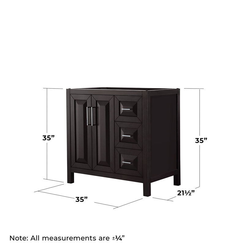 Daria 35'' W Single Bathroom Vanity Base, Dark Espresso/Polished Chrome
