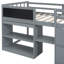 Lit mezzanine simple gris avec bureau roulant - Étagère et tiroir-1627903746