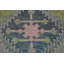 Tapis vert et bleu à motif géométrique Oushak