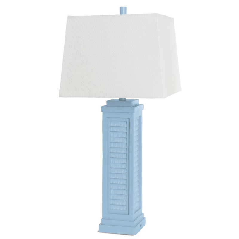 Tabetha Stunning Shutter USB Port Table Lamp with Linen Shade (Set of 2), Blue