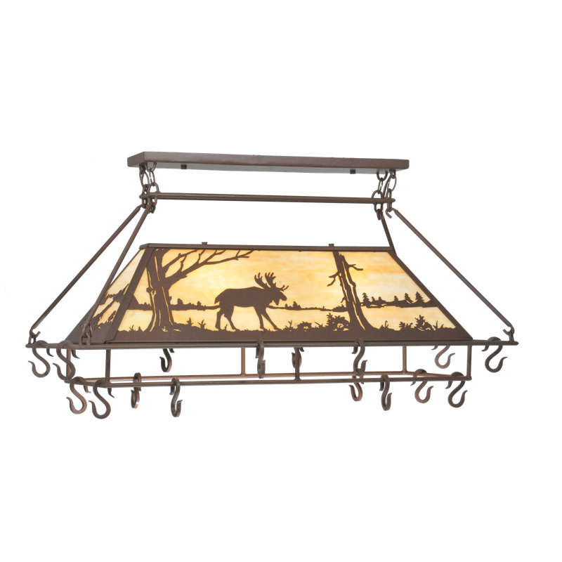 Rustic Lodge Metal Handcrafted Rectangle Hanging Pot Rack