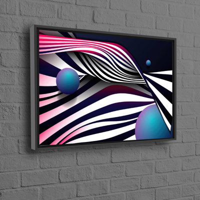 Art moderne de lignes abstraites modernes en noir et blanc sur toile de coton avec des accents bleus convenant à l'esthétique du salon ou du bureau