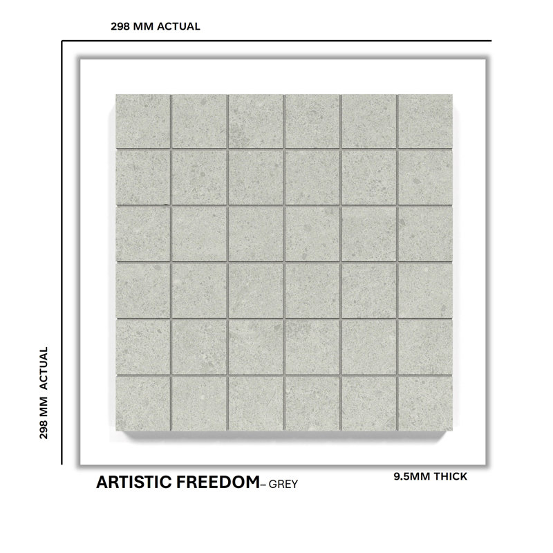 Artistic Freedom 2"X2" Porcelain Stone Look Tile Grid Mosaic Sheet, Gray