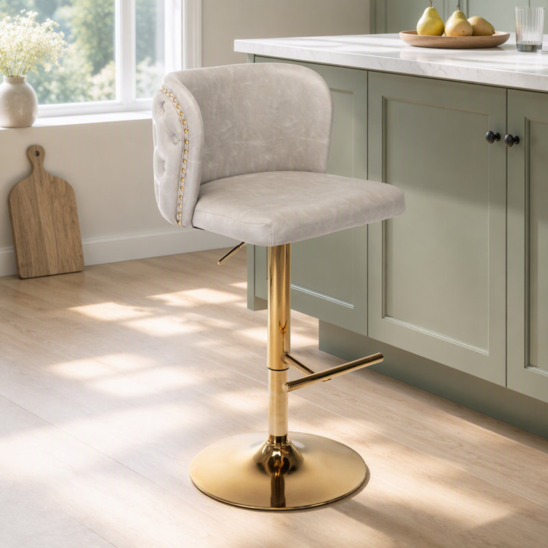 Swivel Upholstered Counter Stool, Brun