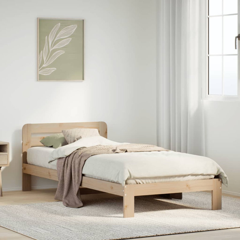 Tremaine Solid Wood Bed, Brown, 65.5cm H x 203.5cm W x 94cm D