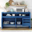 Buffet U_Style 60 po à 3 portes avec 3 tiroirs - Buffet moderne en placage de frêne massif, tablette semi-ouverte et découpe semi-circulaire centrale dans le panneau arrière, grande armoire de rangement pour le salon, le couloir et la salle à manger-1030937774