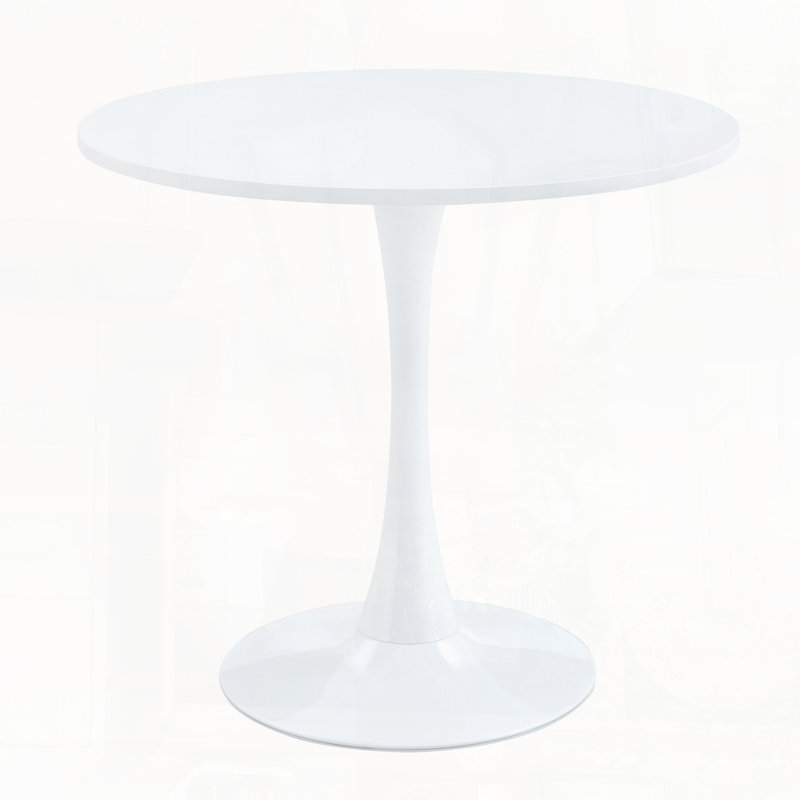 Table tulipe ronde 31,5 po - Luxe clair avec piédestal en métal, style Mid-Century moderne, Blanc