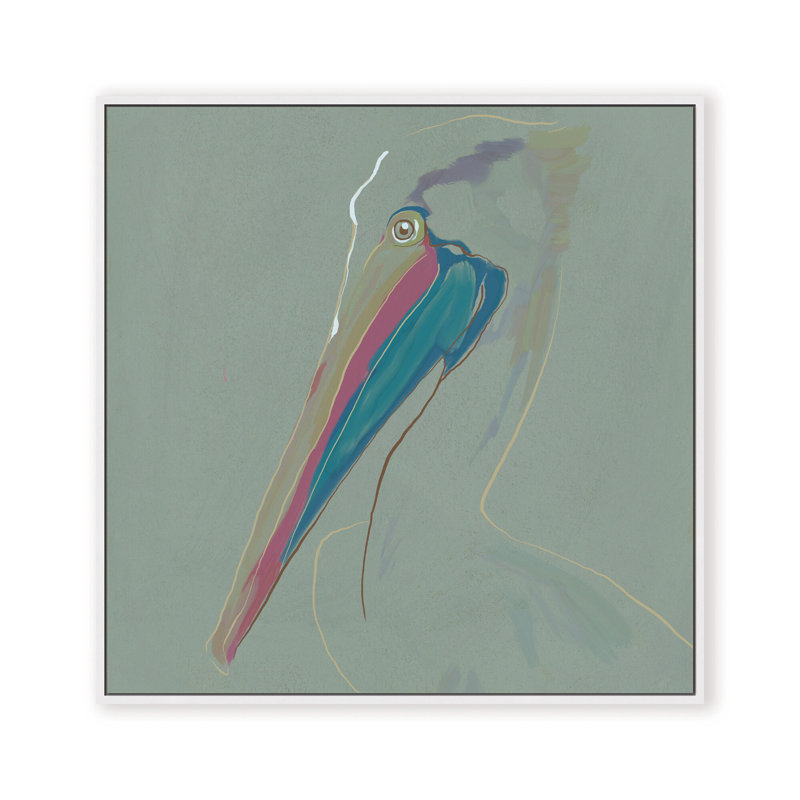Coastal Retreat Coastal Drift: Pelican, 16" H x 16" W, Framed Canvas, Gold