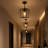 1-Light Black Lantern Pendant With Glass Shade
