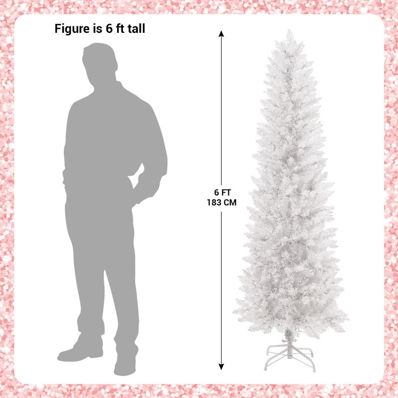 Arbre de Noël blanc 6 pi avec 250 lumières à intensité variable bicolores et 571 pointes