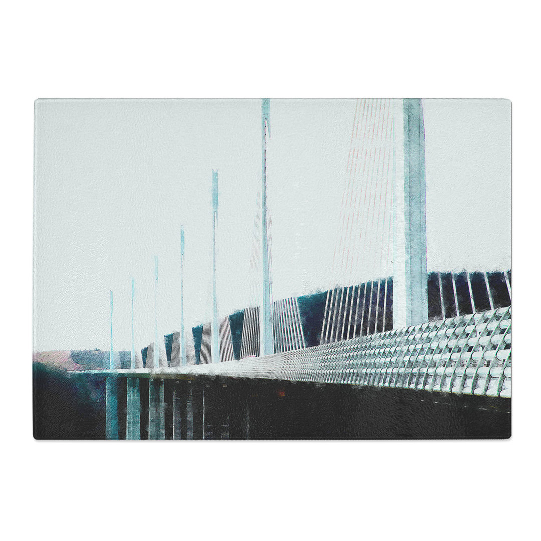 Tempered Glass Millau Viaduct Bridge in France Chopping Board