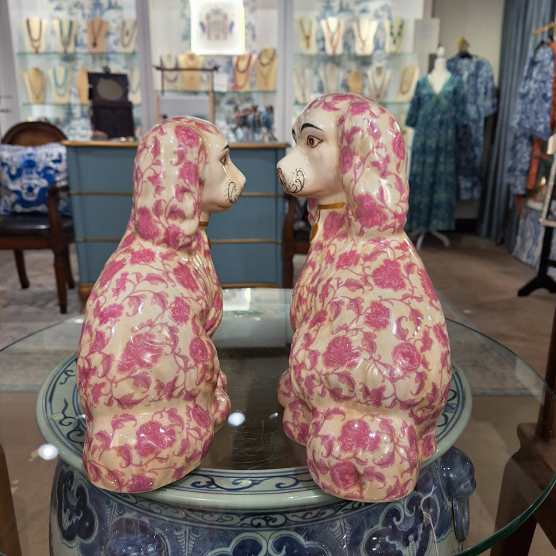 Porcelain Staffordshire Dog Figurines Pair