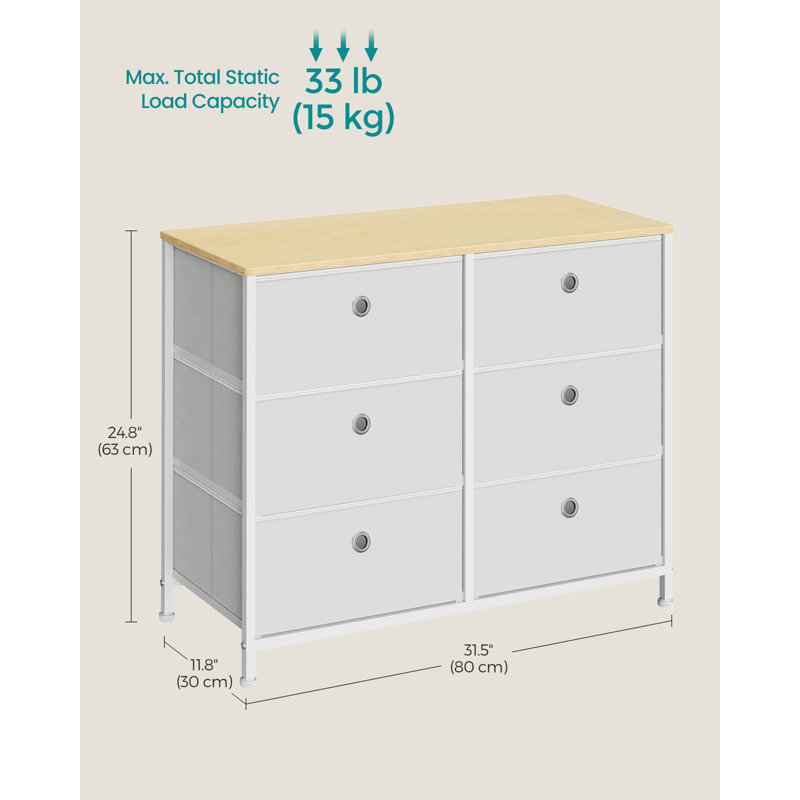 Commode double à 6 tiroirs l 31,5 po Whitestone, Blanc