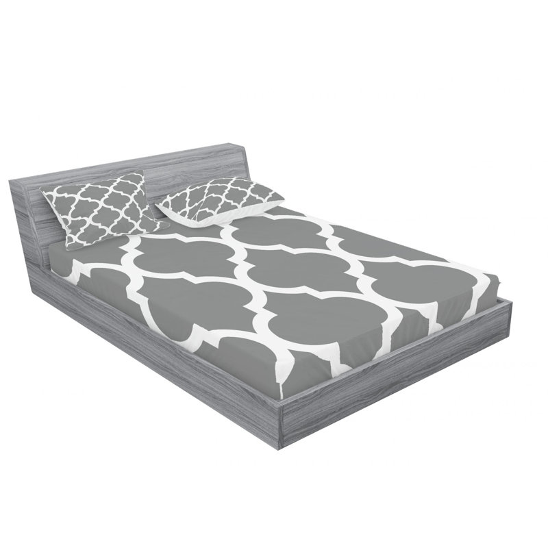 Microfiber Geometric Sheet Set, Full Sheet Set + Fitted Sheet + 2 Pillowcases