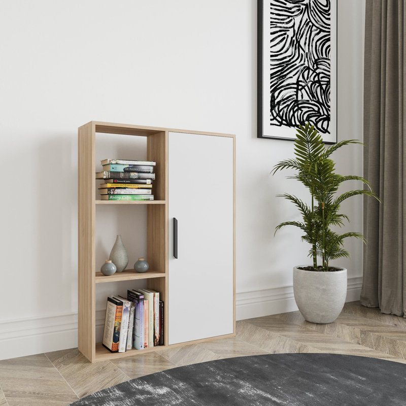 124.5cm H x 88.9cm W Najji Standard Bookcase, Oak/White