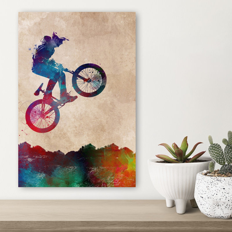 «Vibrant Bmx Rider», art mural contemporain, 18" H x 12" W