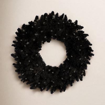 Frosted Pre-Lit Fir Halloween Wreath