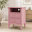 Ensemble de table de chevet 18 po à 2 tiroirs cannelés 18 po, rose moderne avec rangement