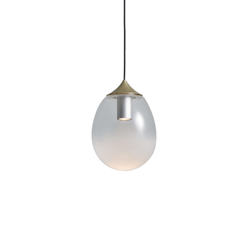 Luminaire suspendu DEL brume L, Champagne doré, H 8,8 po x l 6,3 po x P 6,3 po
