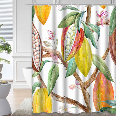 Green Waterproof Shower Curtain,Shower Curtains for Bathroom with 12 Hooks