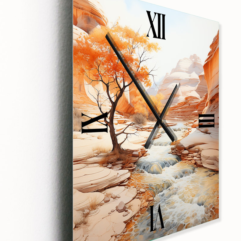 Horloge murale beige surélevée Peach Canyon Mirage, H 32 po x l 16 po x P 1 po