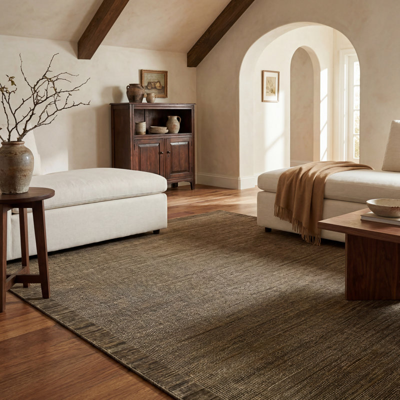 Tapis brun / brun clair en laine Weston, Brown/ Tan, Rectangle 3 pi 3 po x 5 pi