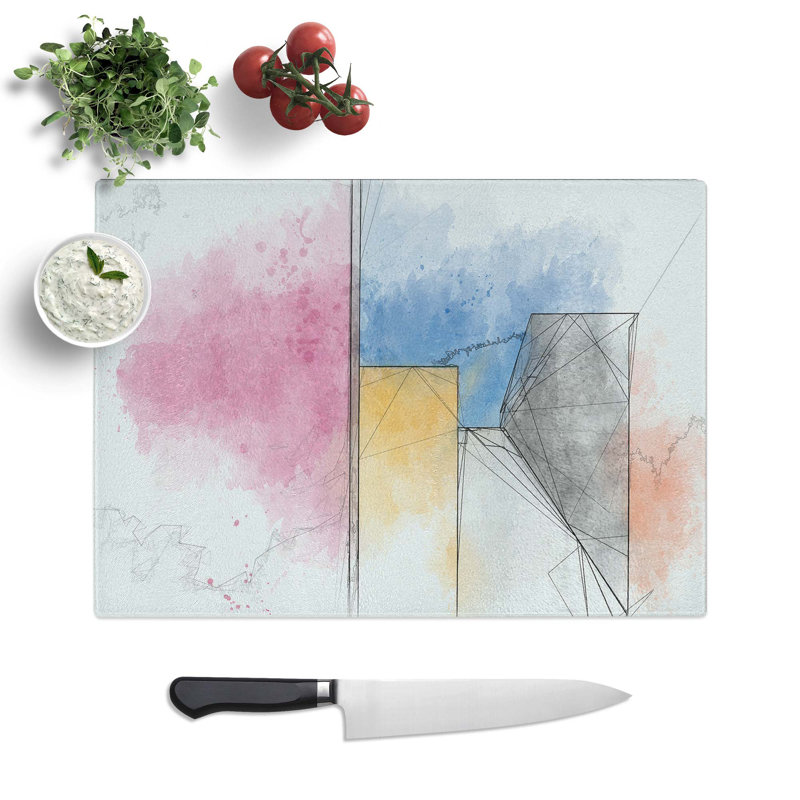 Tempered Glass Architecture Sketch Vol.9 Chopping Board, 28.5 cm W x 20 cm L