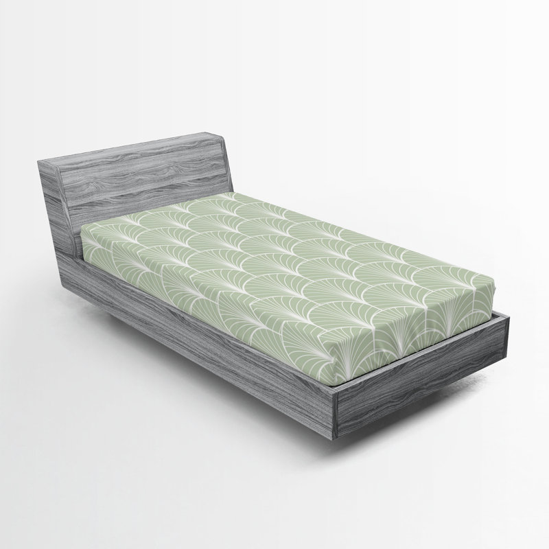 Ensemble de draps-housses pour chambre d'amis, Drap-housse simple TG, Vert pâle / blanc