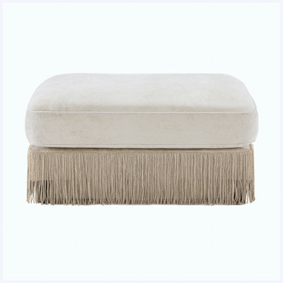 Beige Velvet Upholstered Ottoman