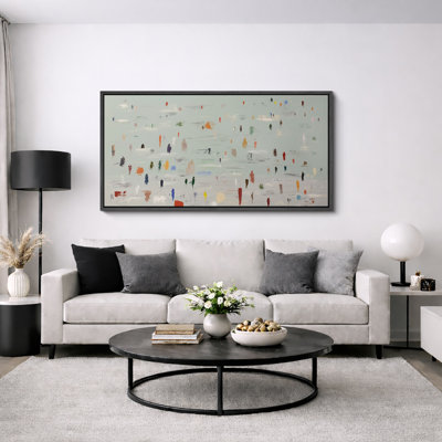 Abstract Crowd Figure Impressionist Modern Wall Decor Extra Large Pictures Framed Canvas Print Wall Art