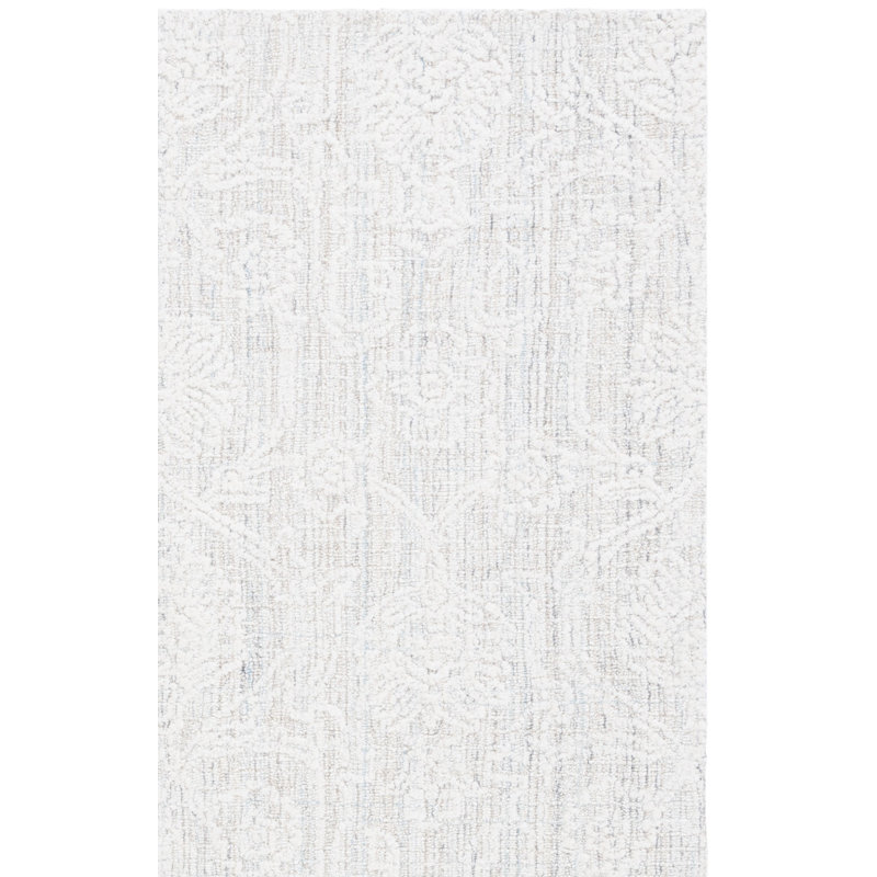 Carson-Alexander Hand Tufted Wool Cotton Pet Damask Rug in Teal/Ivory, Rectangle 8' x 10'